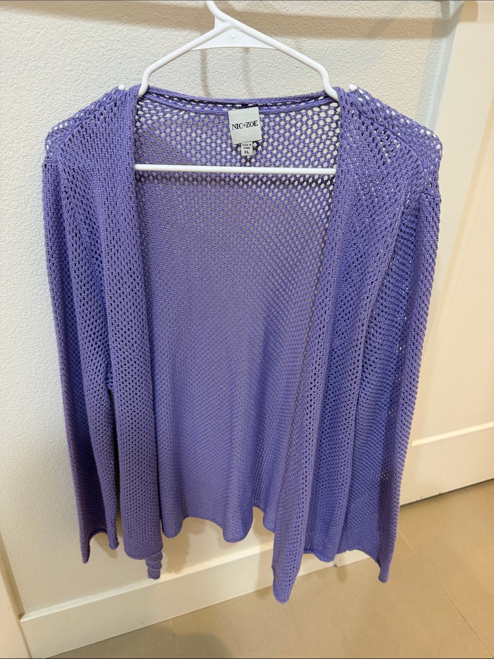 NIC+ZOE Lavender Open-Weave Cardigan